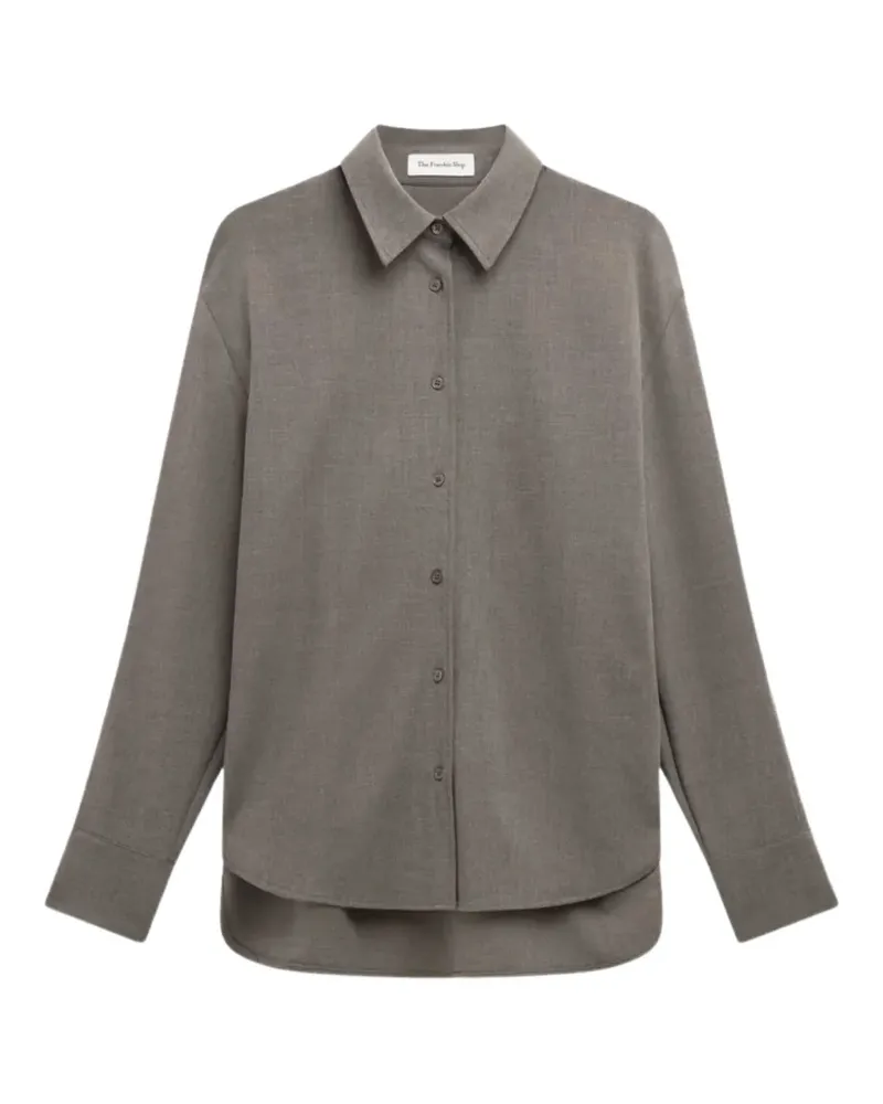 FRANKIE Shop Geknöpftes Peri Hemd mit Kragen - Grau Grau