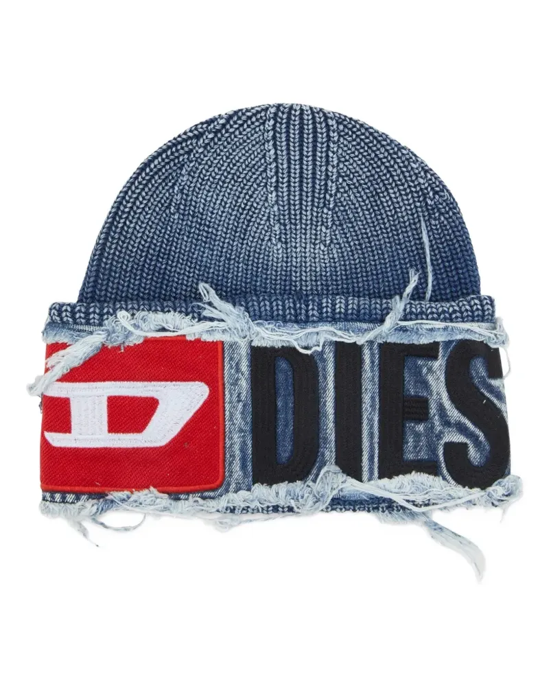 Diesel Beanie mit Logo-Patch - Blau Blau
