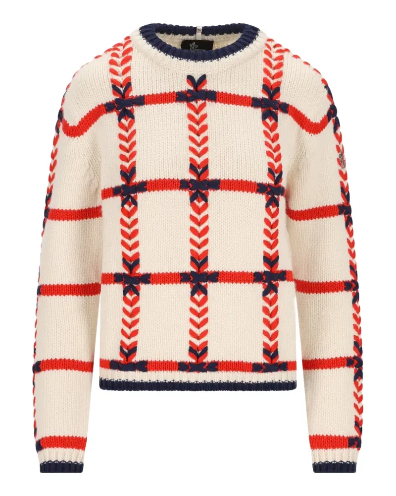 Moncler Jacquard-Pullover mit Rundhalsausschnitt - Nude Nude