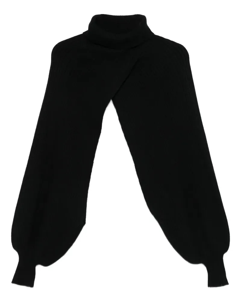 Alpha Studio Strick-Cape mit Rollkragen - Schwarz Schwarz