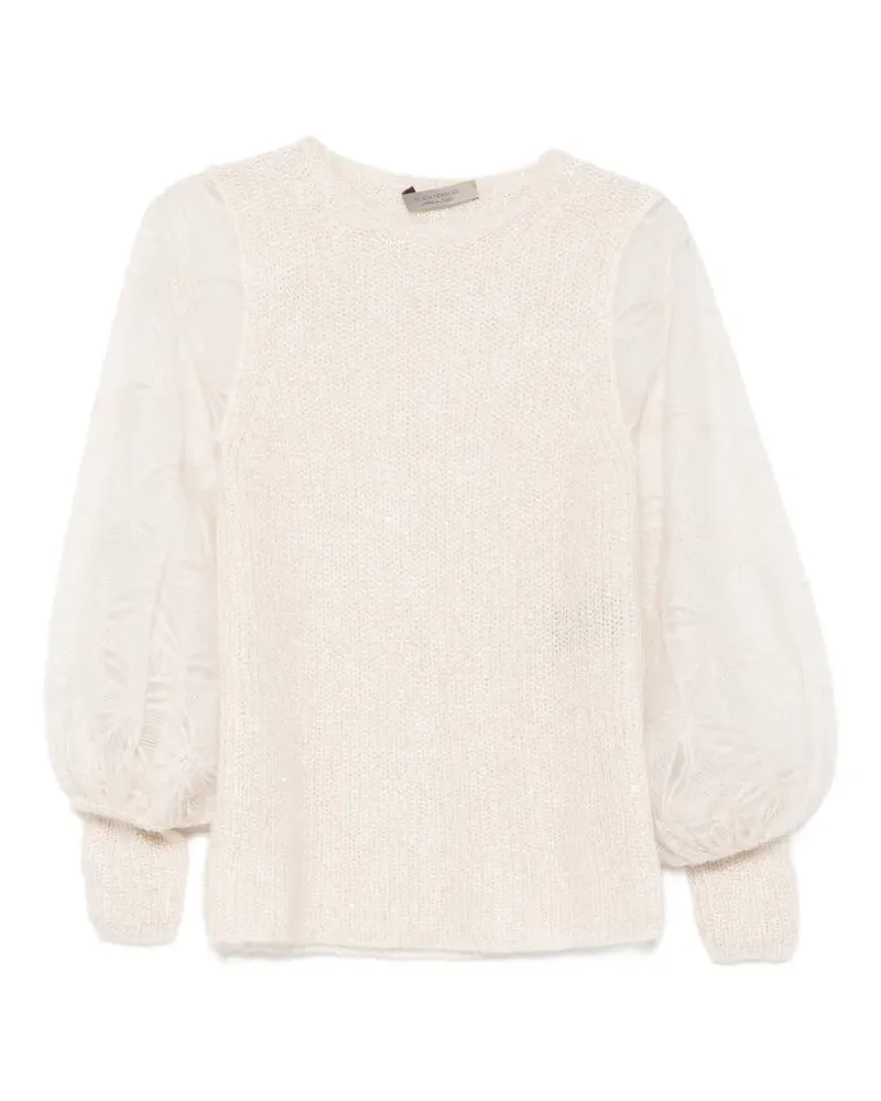 D.EXTERIOR sequin-embellished puff-sleeve sweater - Nude Nude