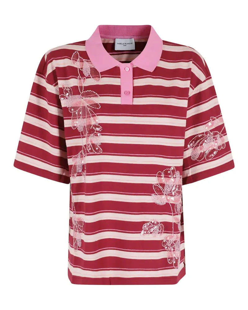 Isabelle Blanche embellished striped polo shirt - Rot Rot