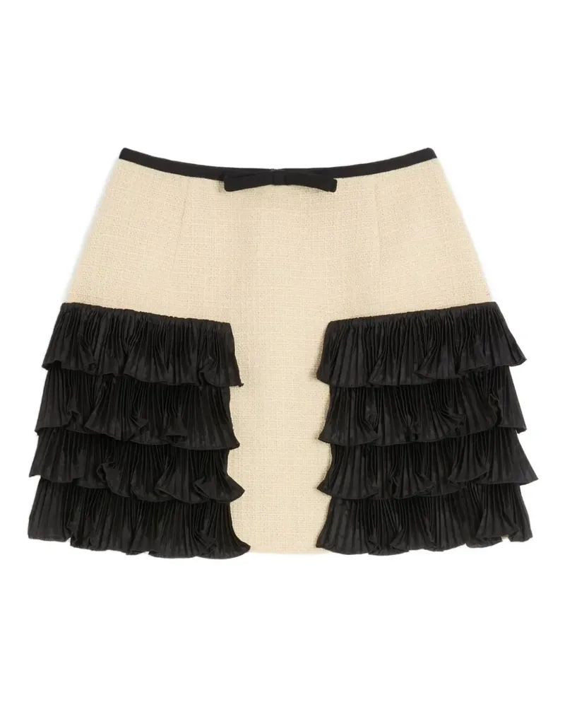 Valentino Garavani pleated-ruffle tweed skirt - Nude Nude