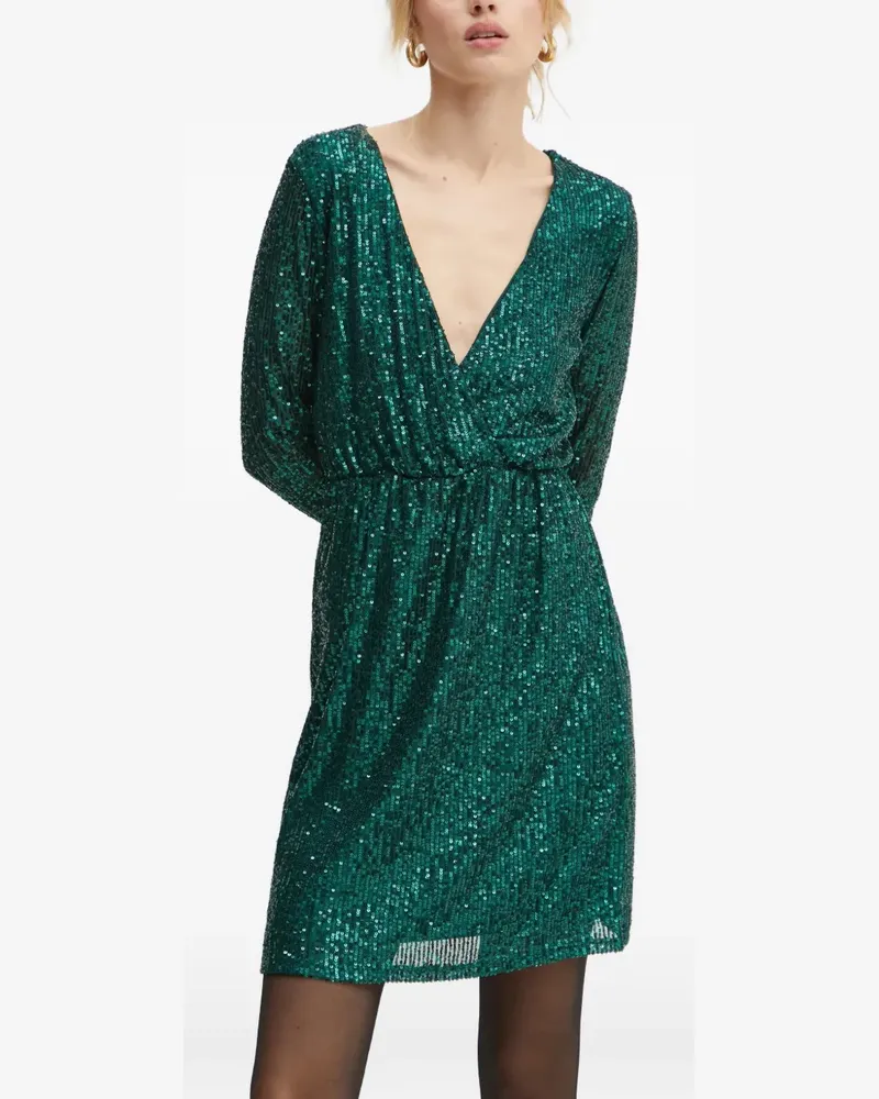 Morgan sequin-embellished wrap-front mini dress - Grün Grün