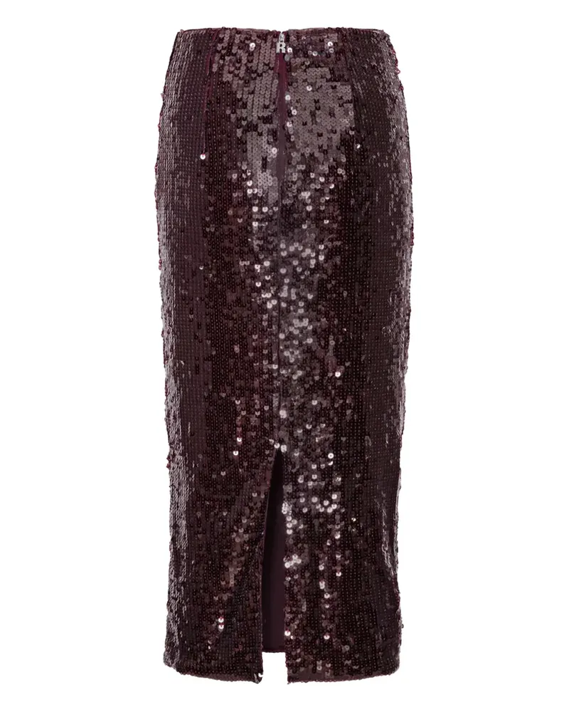 ROTATE Birger Christensen sequin pencil midi skirt Rot