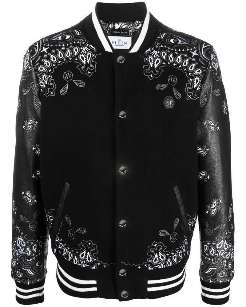 Philipp Plein Bomberjacke mit Paisley-Print - Schwarz Schwarz