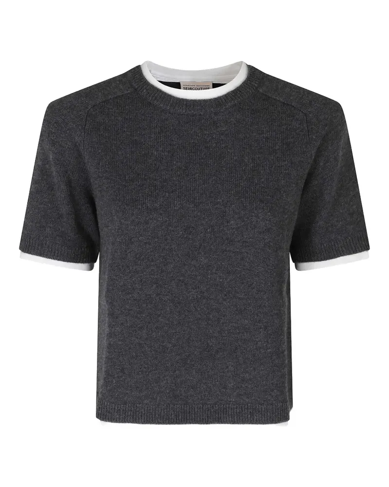 Semicouture Kurzärmeliger Aida Pullover im Layering-Look - Grau Grau