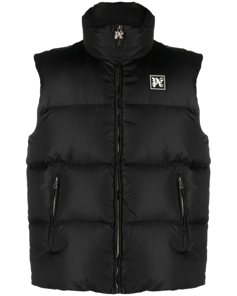 Palm Angels Gefütterte Skiweste mit Monogramm-Patch - Schwarz Schwarz