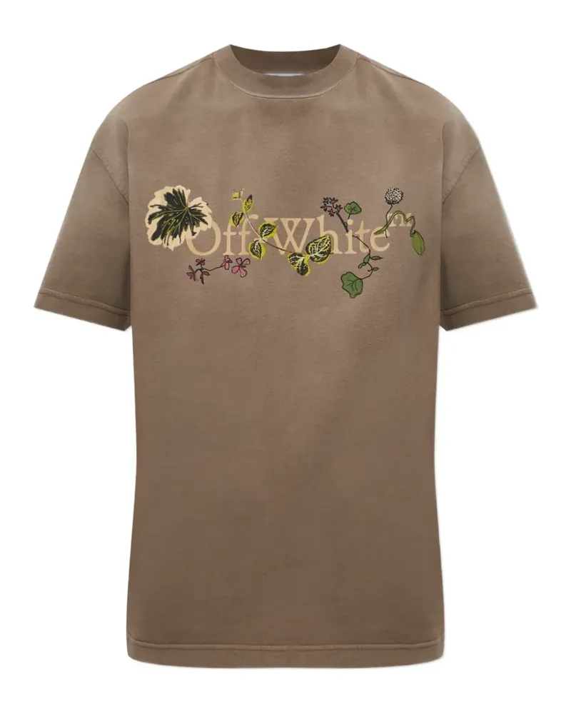 OFF-WHITE logo-print T-shirt - Nude Nude
