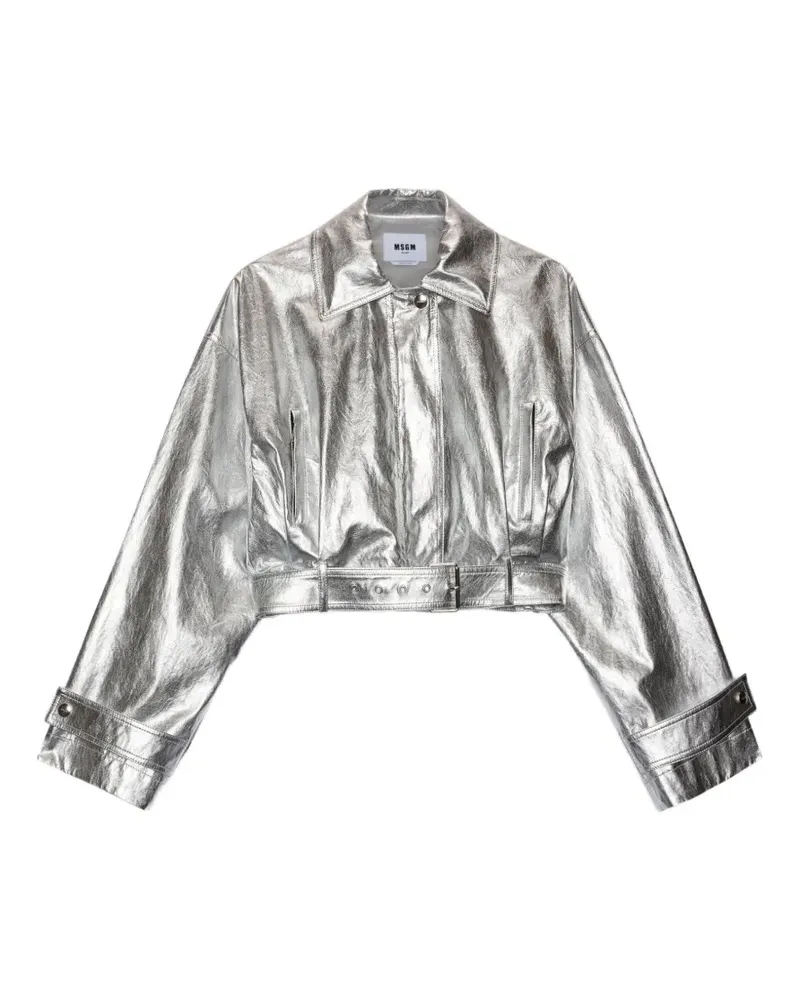 MSGM Jacke mit Gürtel - Silber Silber