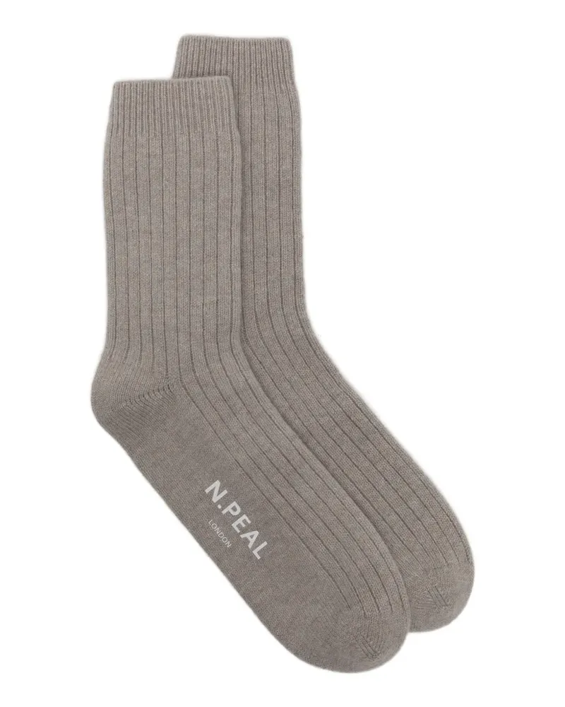 N.Peal Gerippte Socken aus Kaschmir - Nude Nude