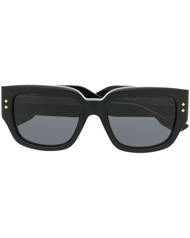 Gucci Eckige Sonnenbrille mit Logo - Schwarz Schwarz