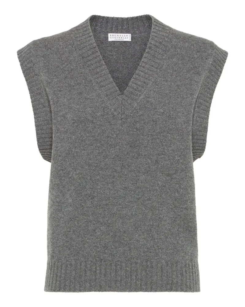 Brunello Cucinelli Strickweste mit V-Ausschnitt - Grau Grau