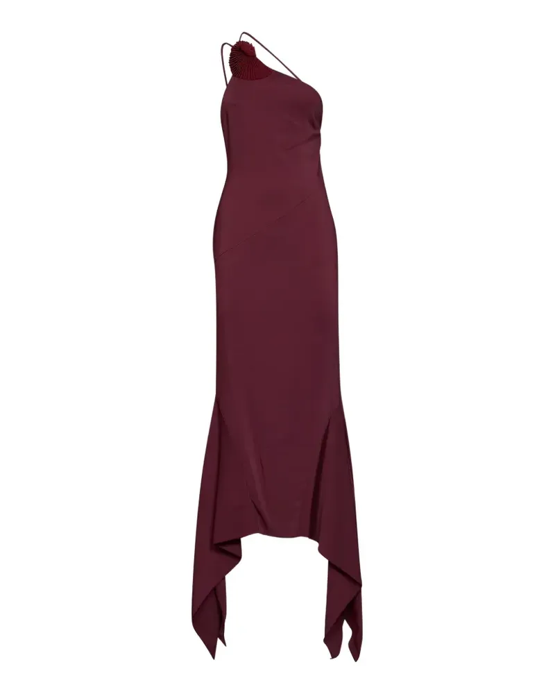 Amen asymmetric pleated-detail maxi dress - Rot Rot