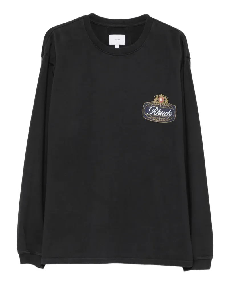 RHUDE Langarmshirt mit Logo-Print - Schwarz Schwarz