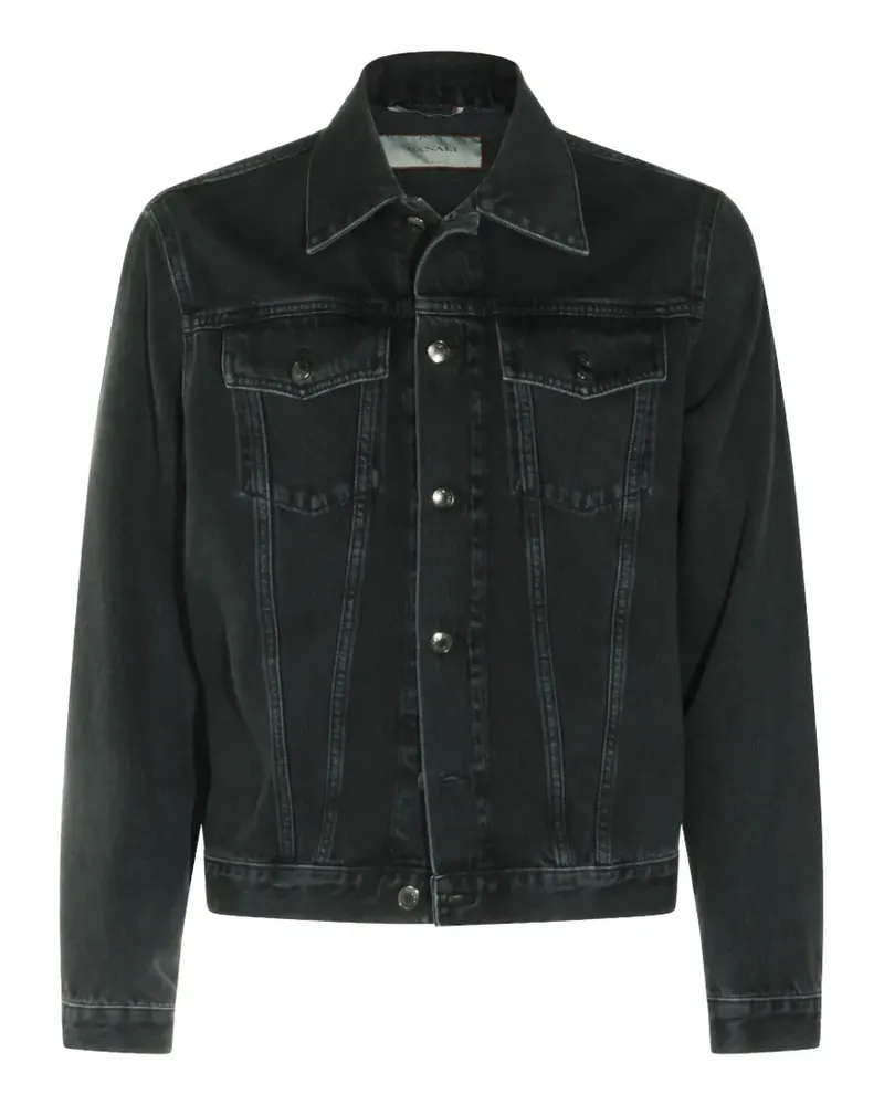 Canali Jeansjacke mit Pattentaschen - Schwarz Schwarz