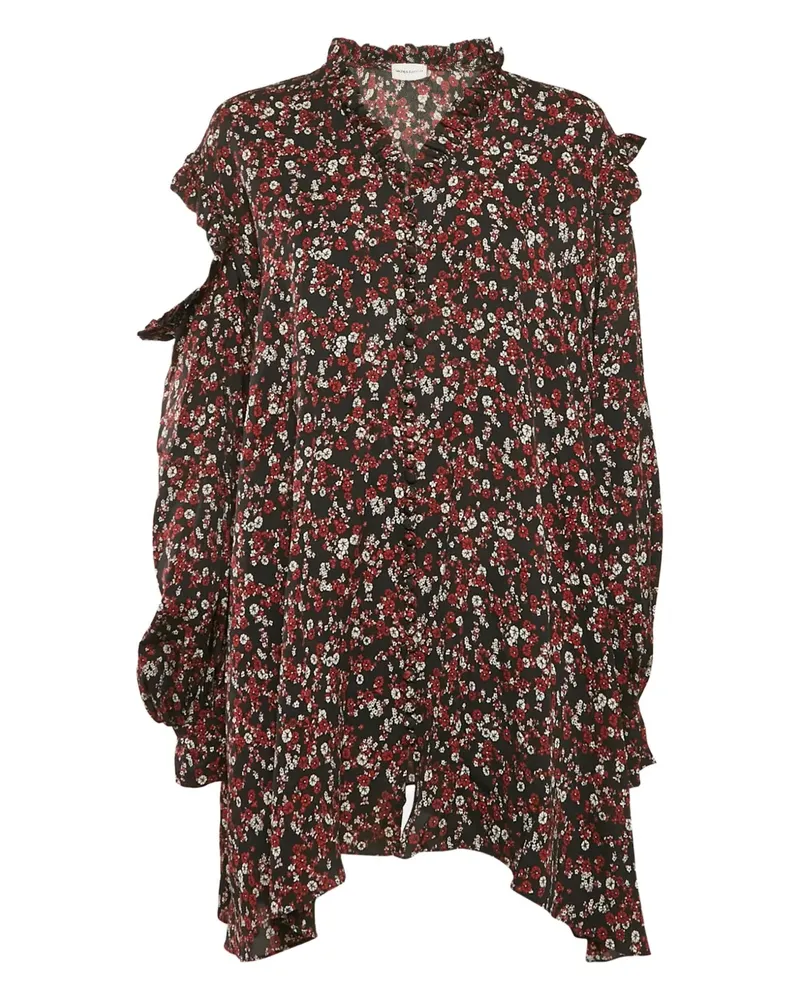 Magda Butrym Schulterfreies Kleid mit Blumen-Print - Schwarz Schwarz