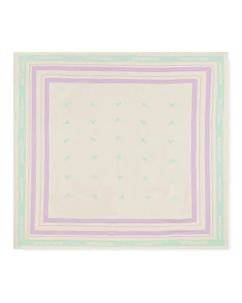 Patrizia Pepe logo-print fly-motif striped scarf - Nude Nude