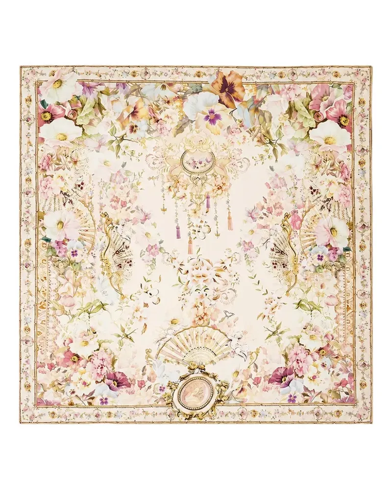 Camilla Adorned in Aranjuez Schal mit Blumenprint - Nude Nude