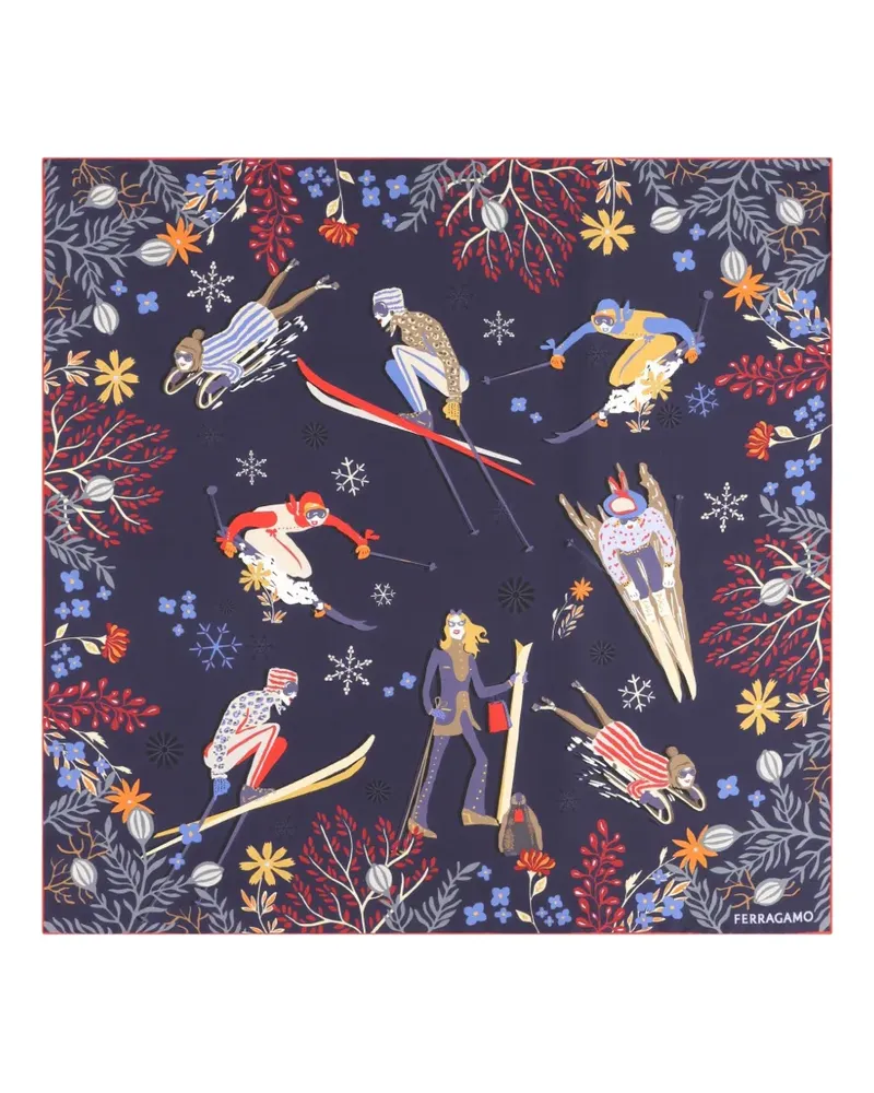 Ferragamo Schal aus Seide - Blau Blau