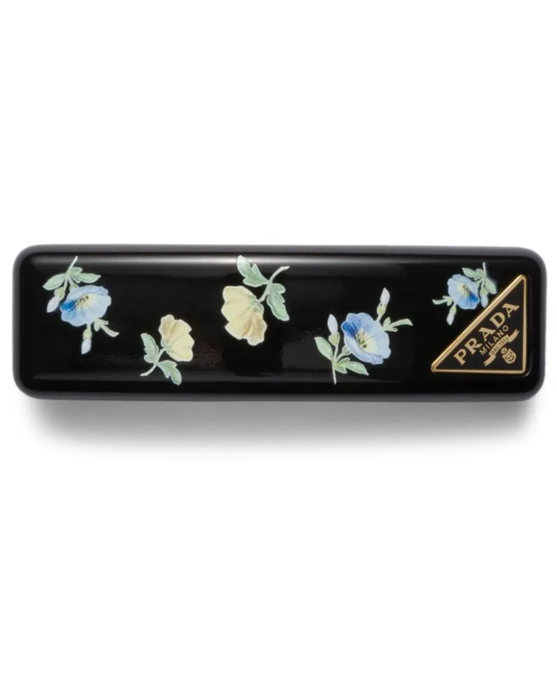 Prada Haarspange mit Blumen-Print - Schwarz Schwarz