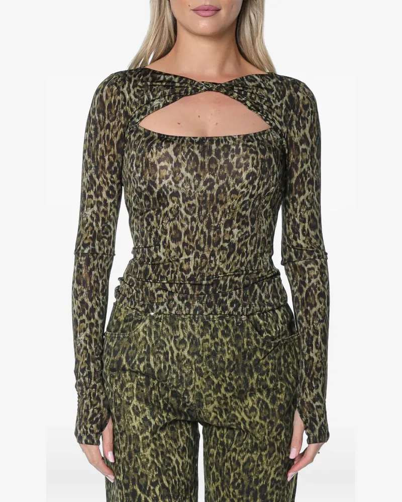 Just Cavalli leopard-print Torchon T-shirt - Grün Grün