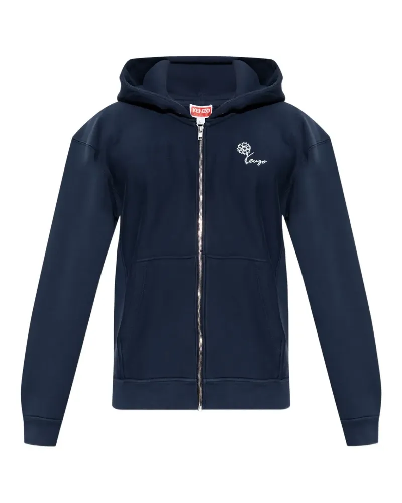 Kenzo flower-embroidered zip-up hoodie - Blau Blau