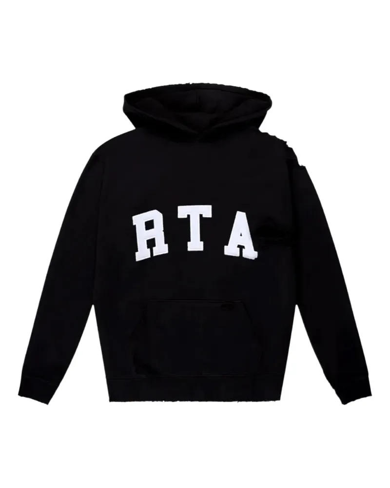 RTA distressed logo-patch hoodie - Schwarz Schwarz