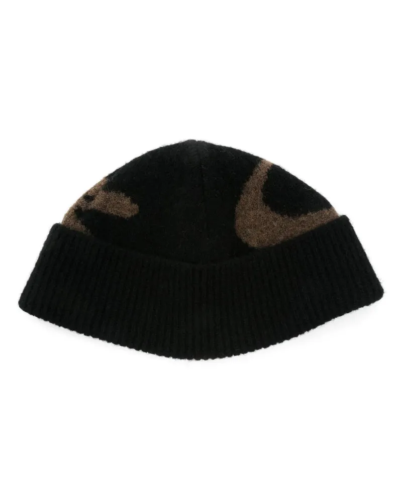 Nanushka Beanie mit Intarsien-Motiv - Schwarz Schwarz