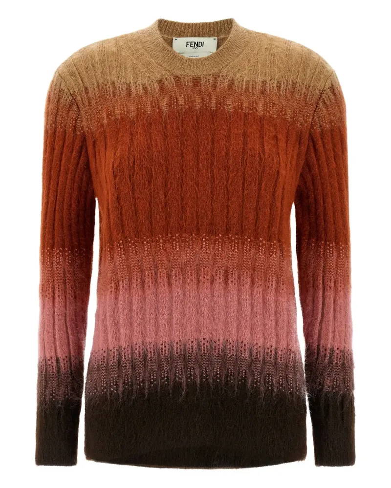 Fendi ribbed logo-embroidered knit sweater - Braun Braun