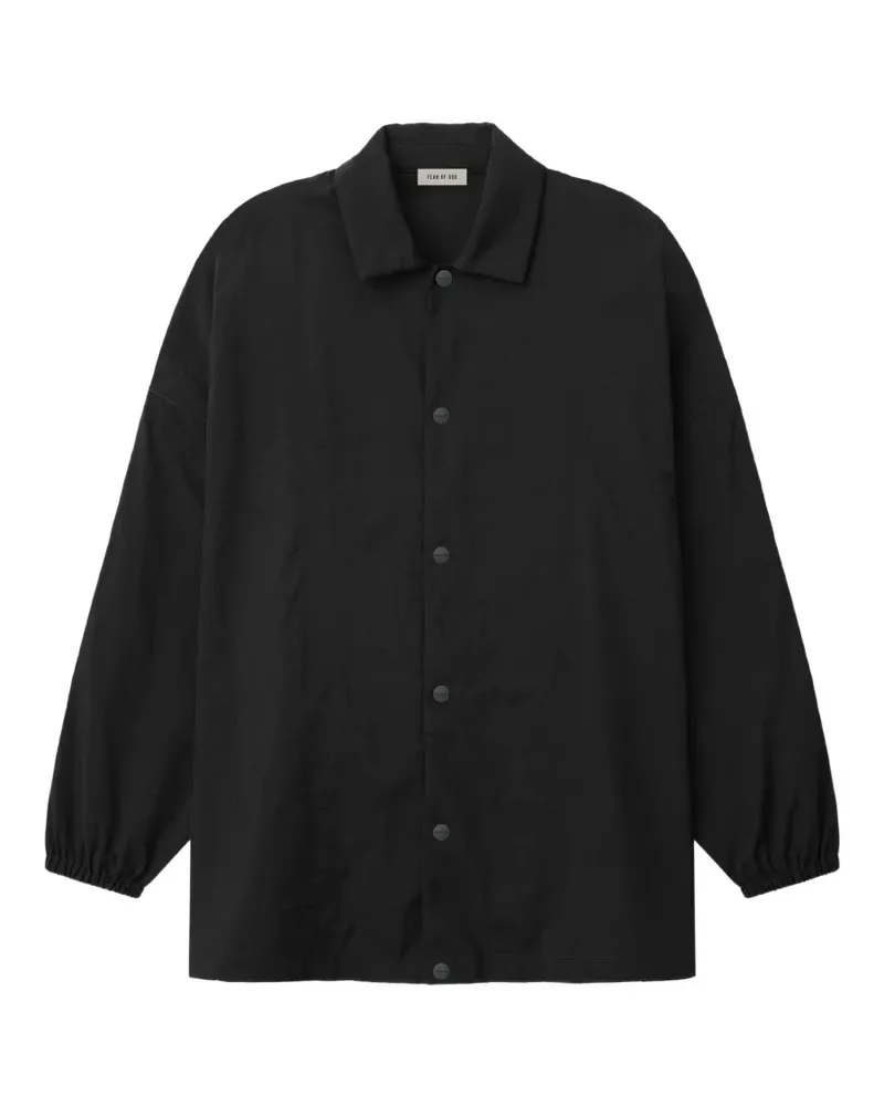 Fear of God crinkled-finish logo-patch jacket - Schwarz Schwarz