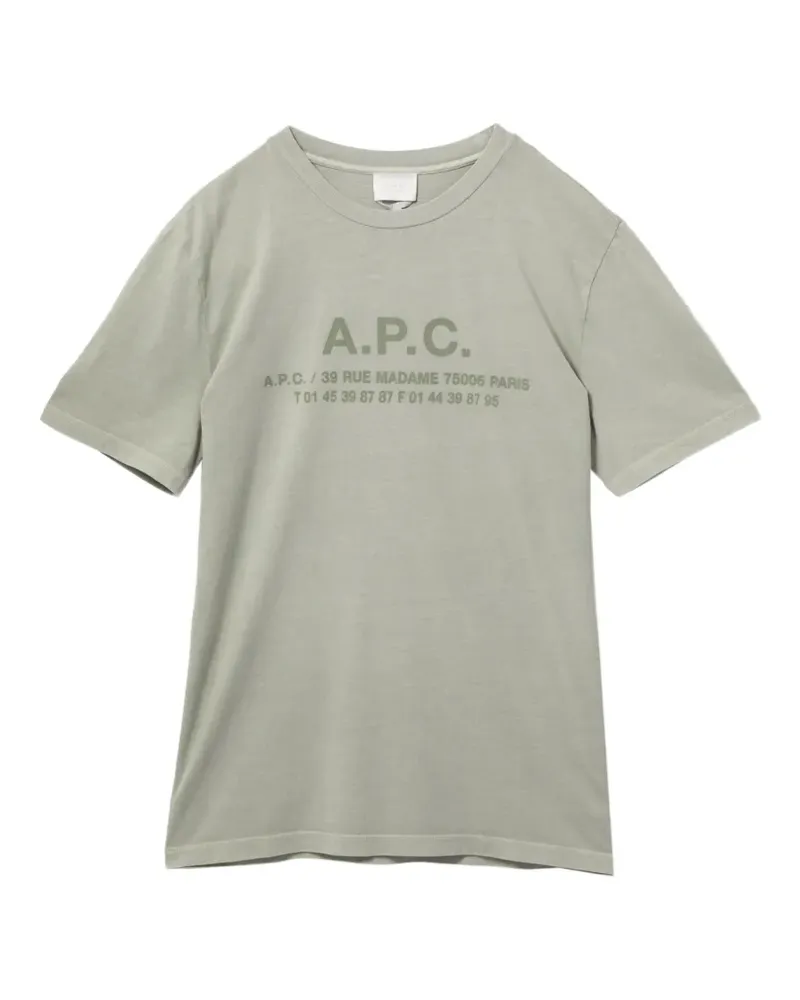 A.P.C. T-Shirt mit Logo-Print - Grün Grün