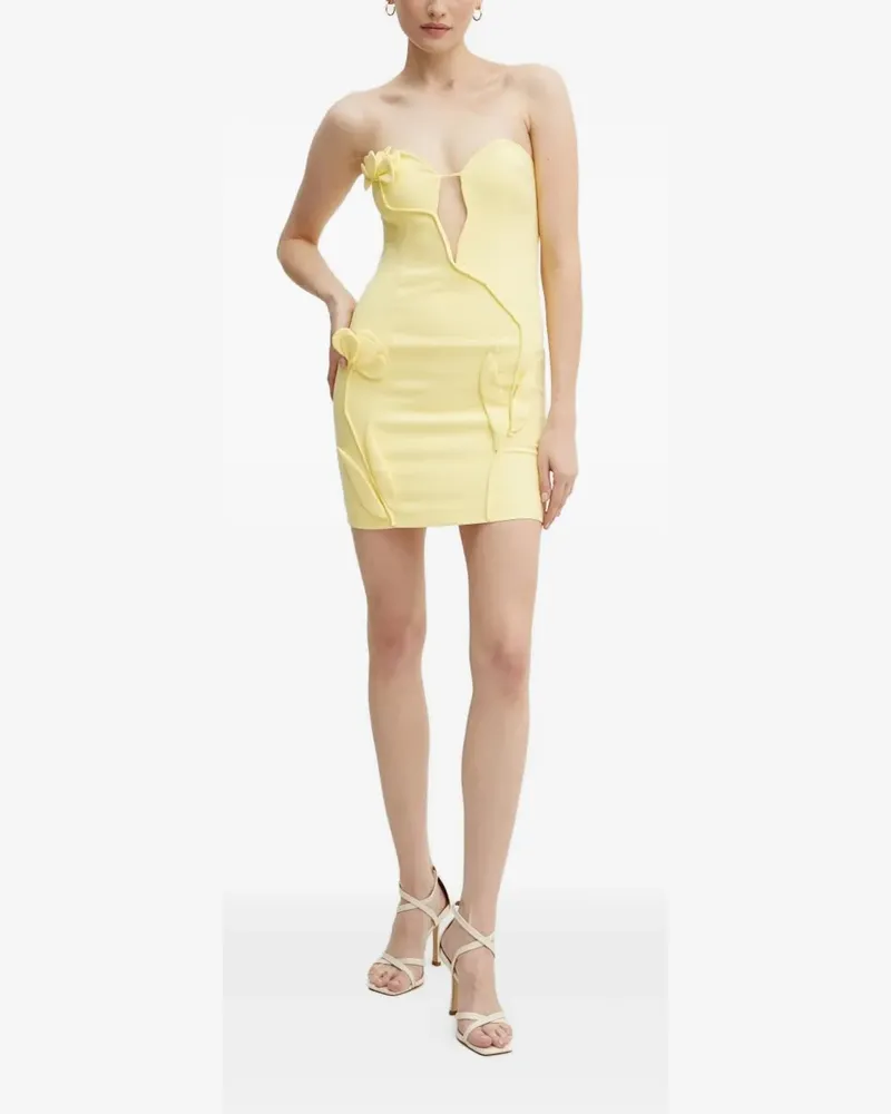 Bardot Schulterfreies Minikleid mit Blumendetail - Gelb Gelb