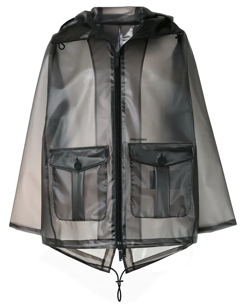 Dsquared2 Kurzer Parka mit Sheer-Effekt - Schwarz Schwarz