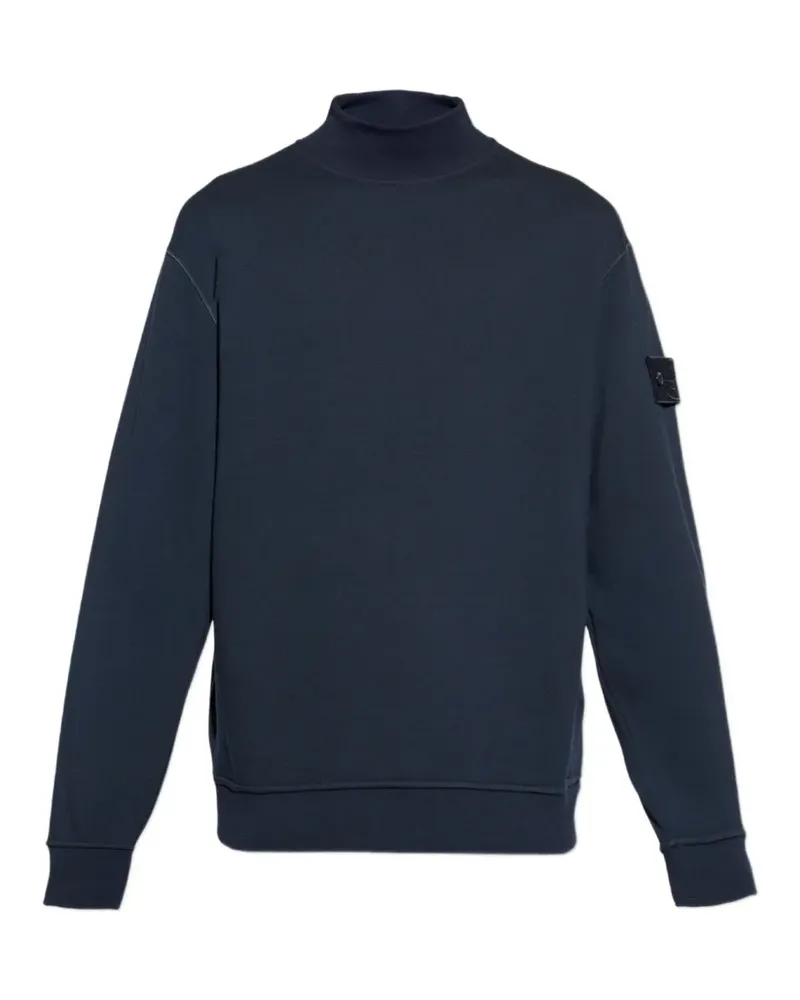 Stone Island logo-patch stand-up collar sweater - Blau Blau