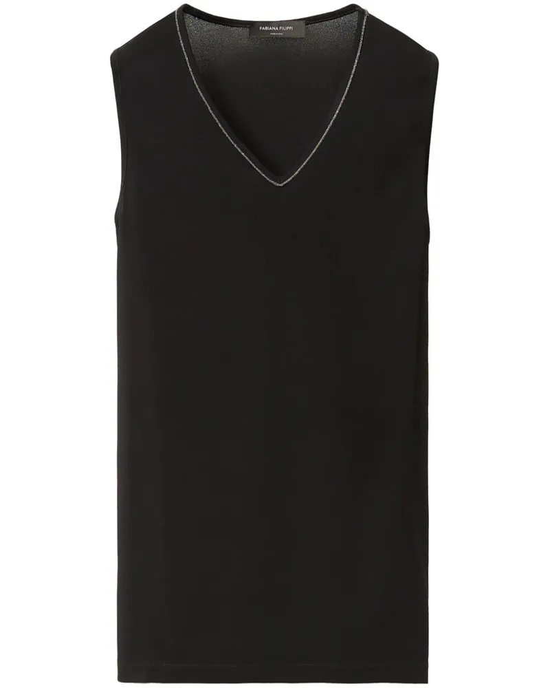 Fabiana Filippi Tanktop aus Sablé - Schwarz Schwarz