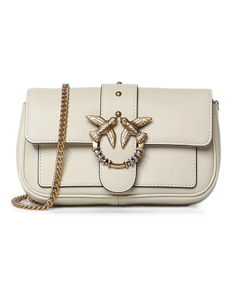 Pinko Love Bag Pocket small leather shoulder bag with jewel buckle - Nude Nude