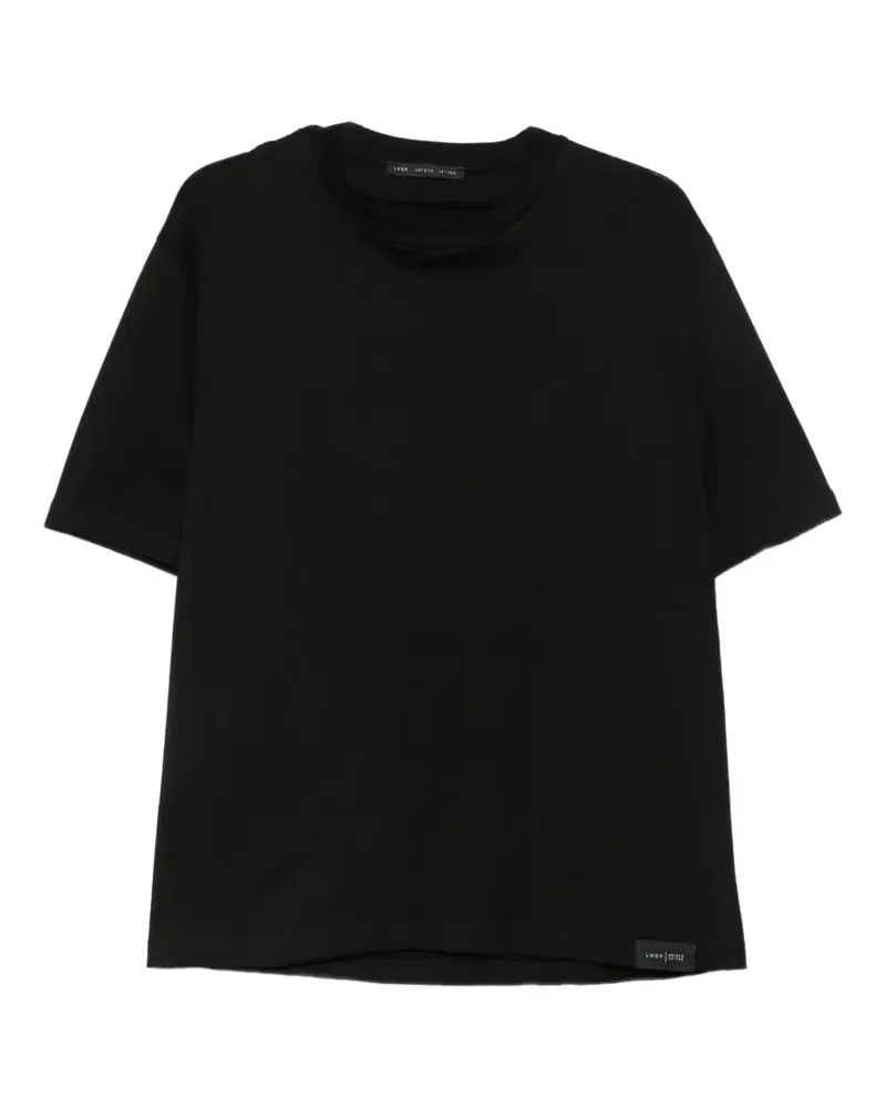 Low Brand T-Shirt mit geripptem Besatz - Schwarz Schwarz