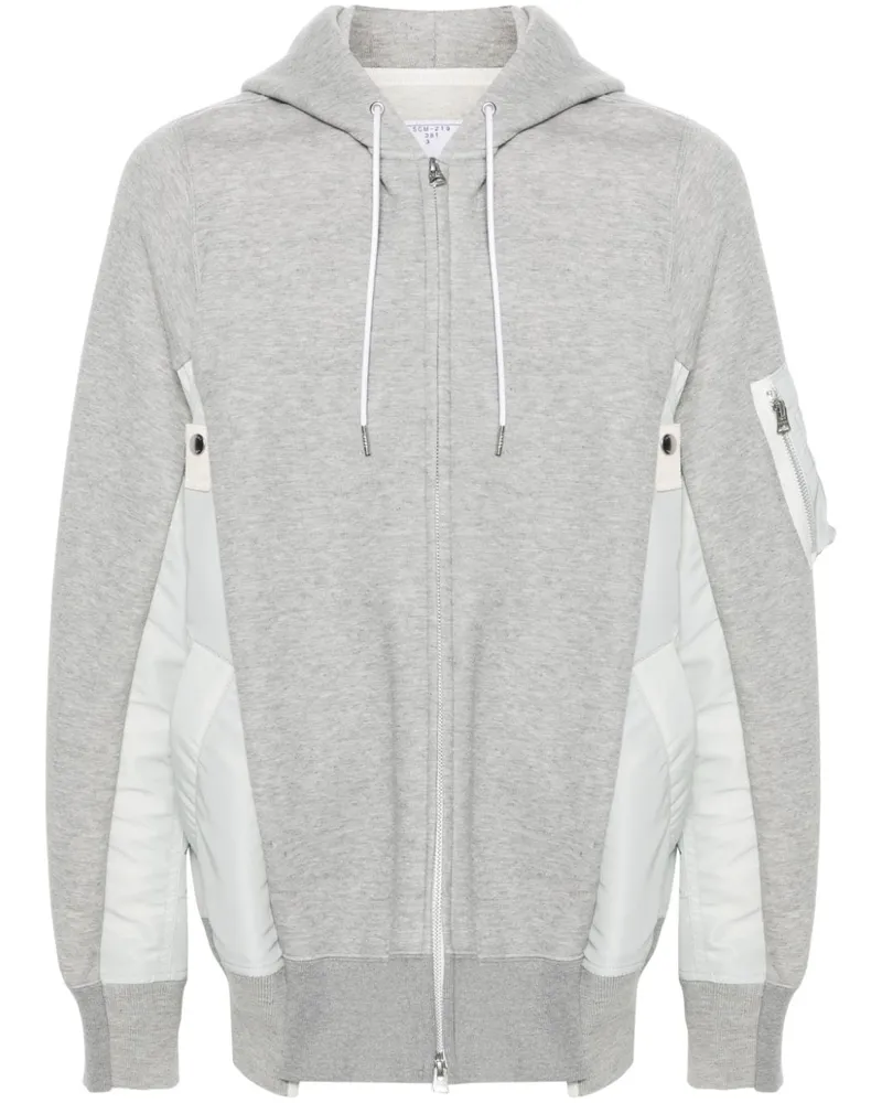 Sacai Melierter Hoodie - Grau Grau