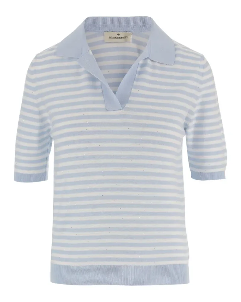 Bruno Manetti Gestreiftes T-Shirt - Blau Blau