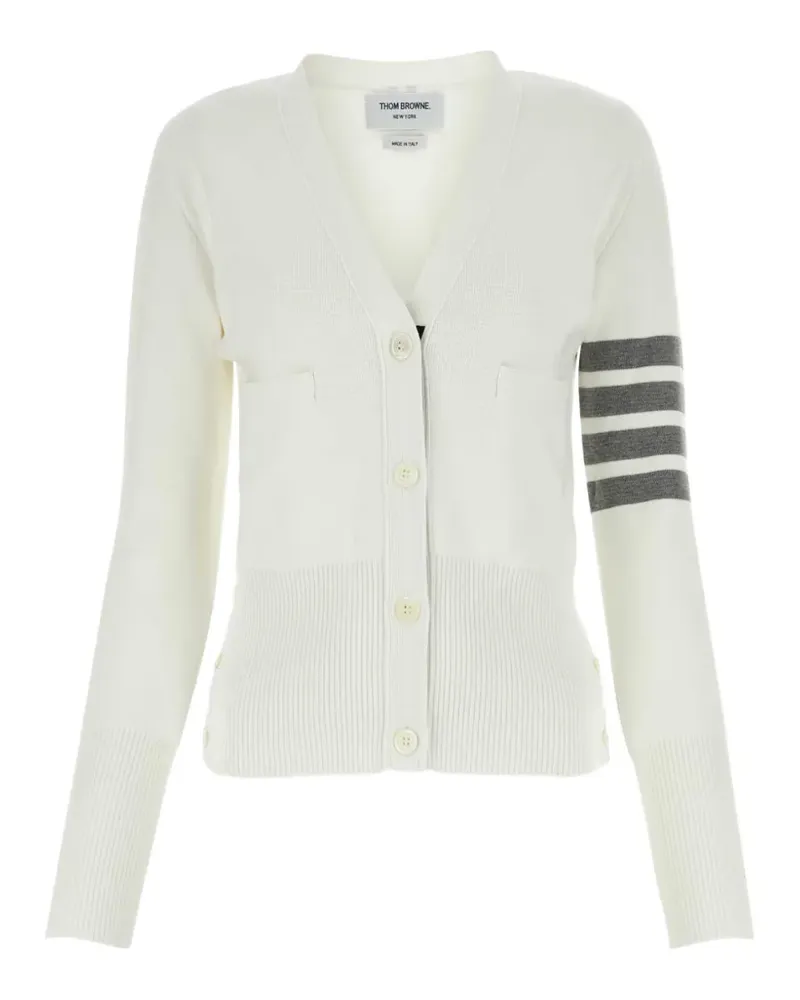 Thom Browne Milano 4-Bar Cardigan aus Baumwollkrepp - Weiß Weiß