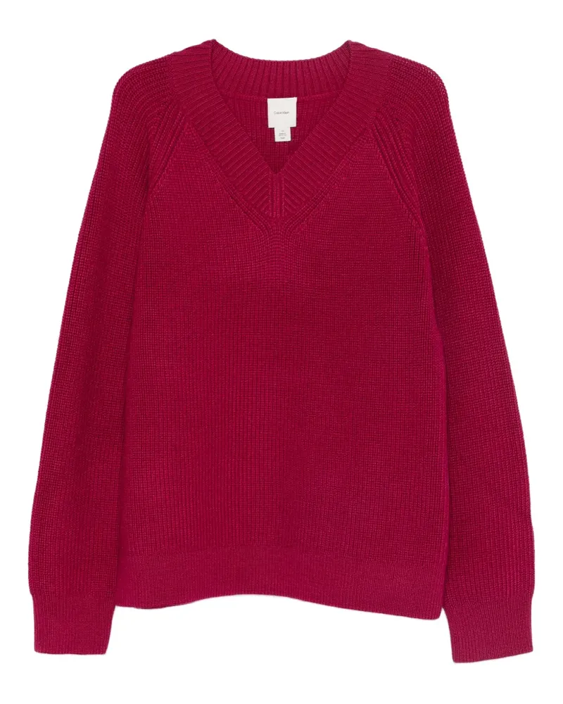 Calvin Klein Pullover mit V-Ausschnitt - Rot Rot