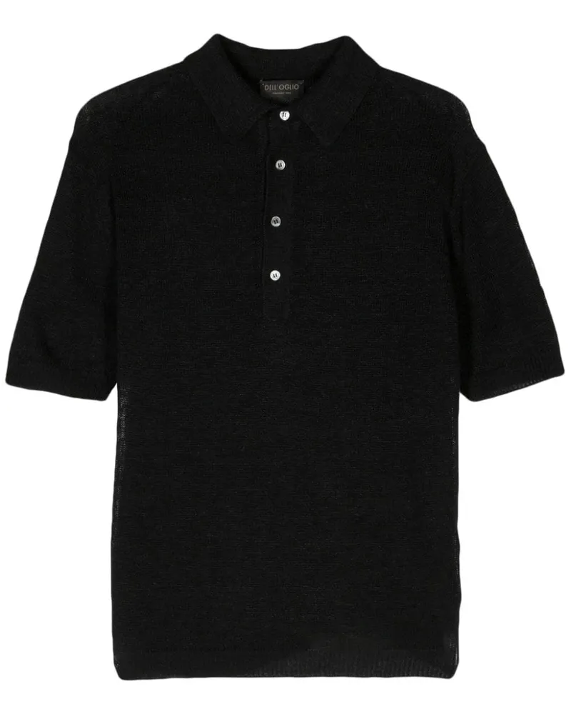 Dell'oglio Poloshirt mit Lochstrickmuster - Schwarz Schwarz