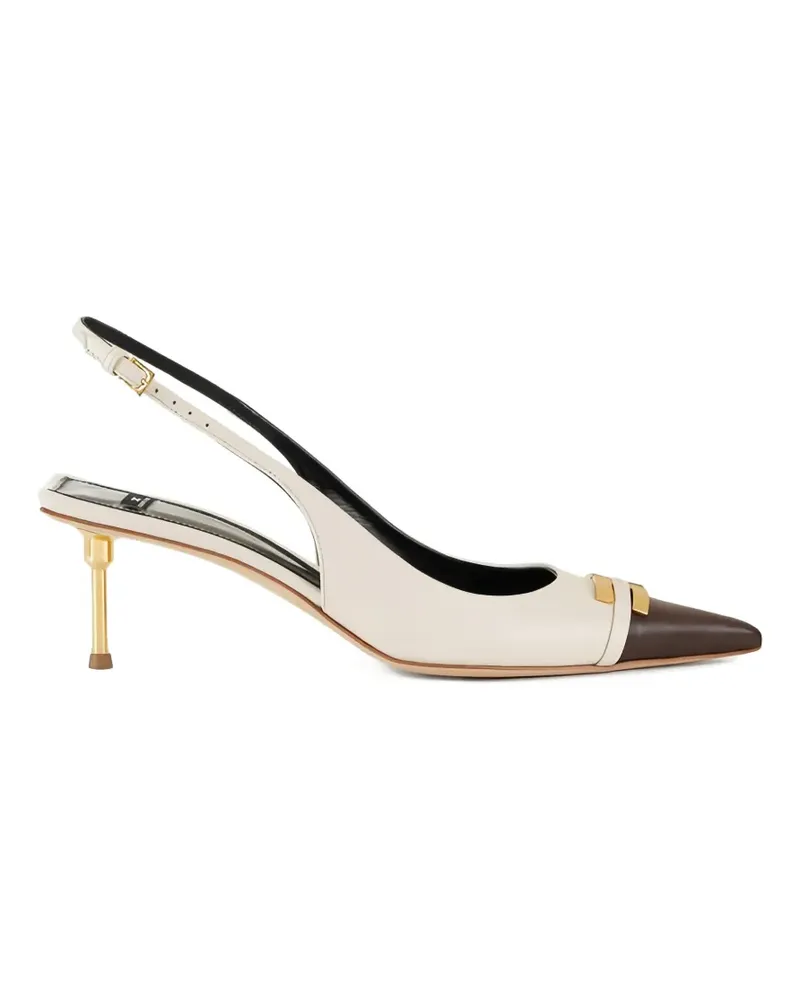 Elisabetta Franchi contrasting logo-detail slingback pumps - Nude Nude