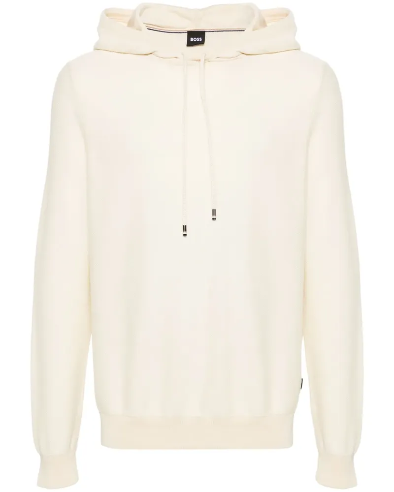 HUGO BOSS Gestrickter Hoodie aus Baumwollgemisch - Nude Nude