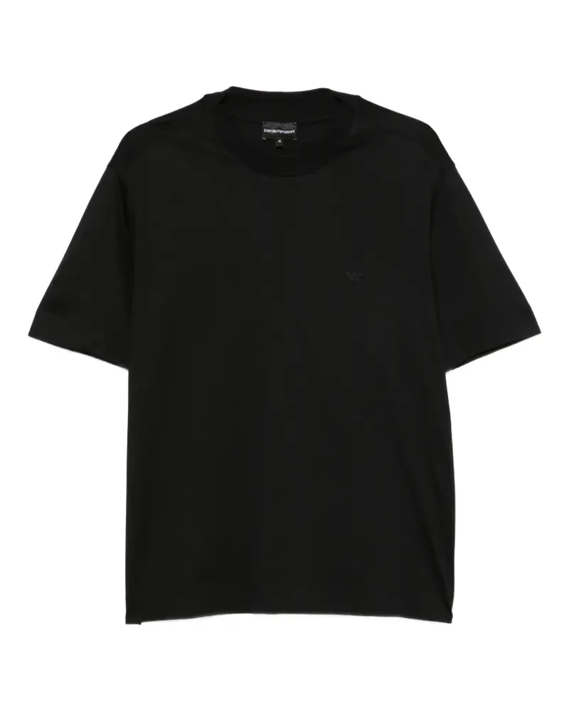 Emporio Armani T-Shirt mit Logo-Stickerei - Schwarz Schwarz
