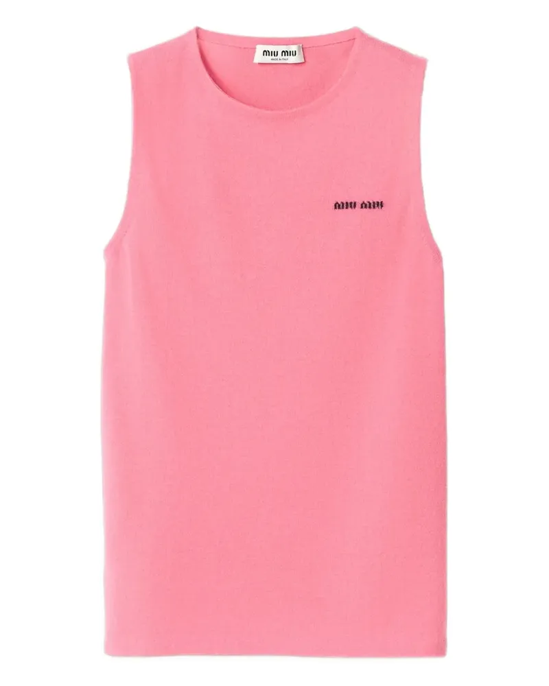 Miu Miu Top mit Intarsien-Logo - Rosa Rosa