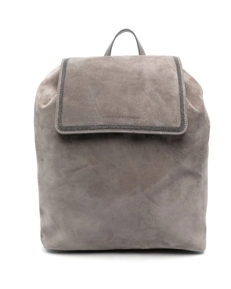 Brunello Cucinelli Rucksack mit Logo-Prägung - Grau Grau