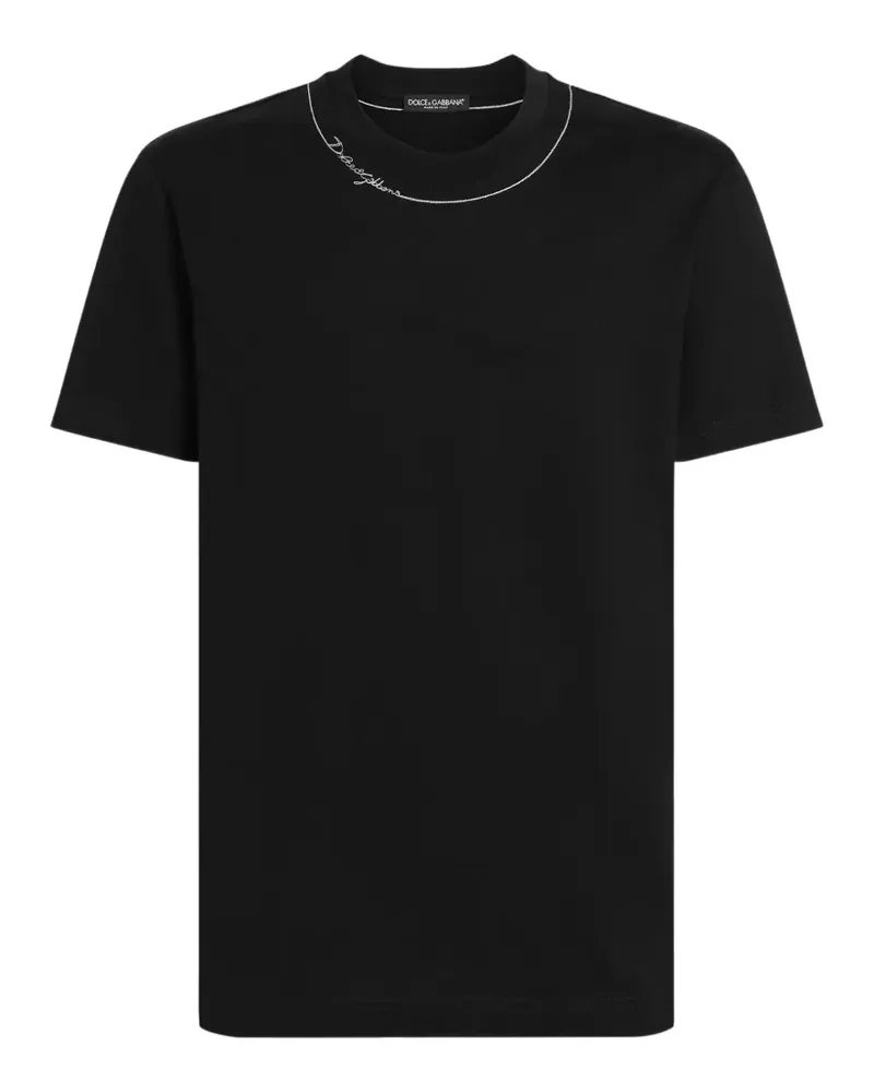 Dolce & Gabbana T-Shirt mit DG Logo-Stickereittt - Schwarz Schwarz