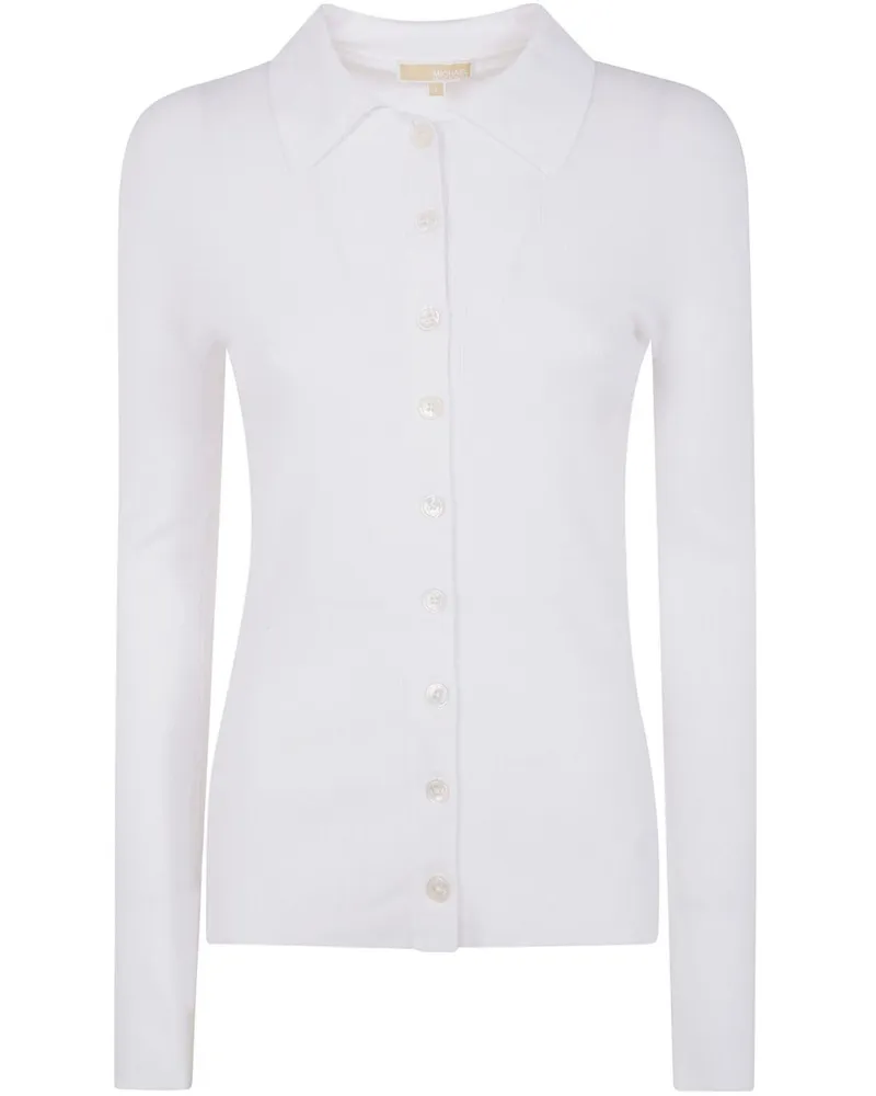 Michael Kors Fein gerippter Cardigan - Weiß Weiß
